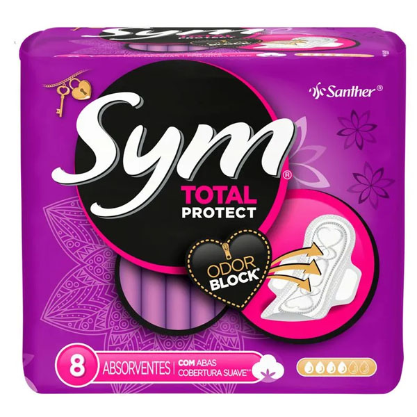 Absorvente Sym Normal c/ Abas c/ 8 Unid