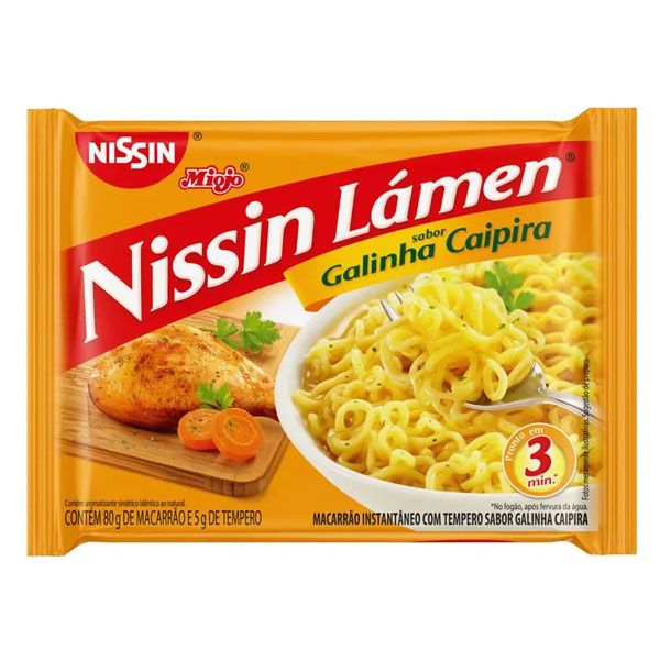 Macarrão Instantâneo Nissin Miojo Lámen Galinha Caipira Pacote 85g