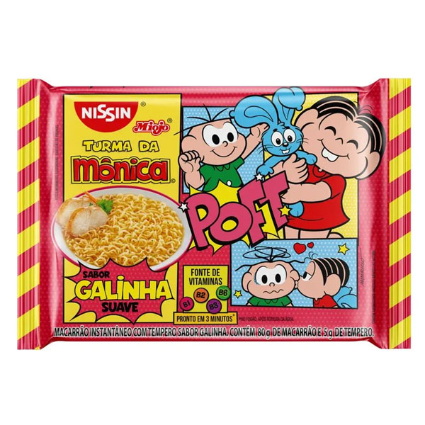 Macarrão Instantâneo Nissin Miojo Turma da Mônica Lámen Galinha Suave Pacote 85g